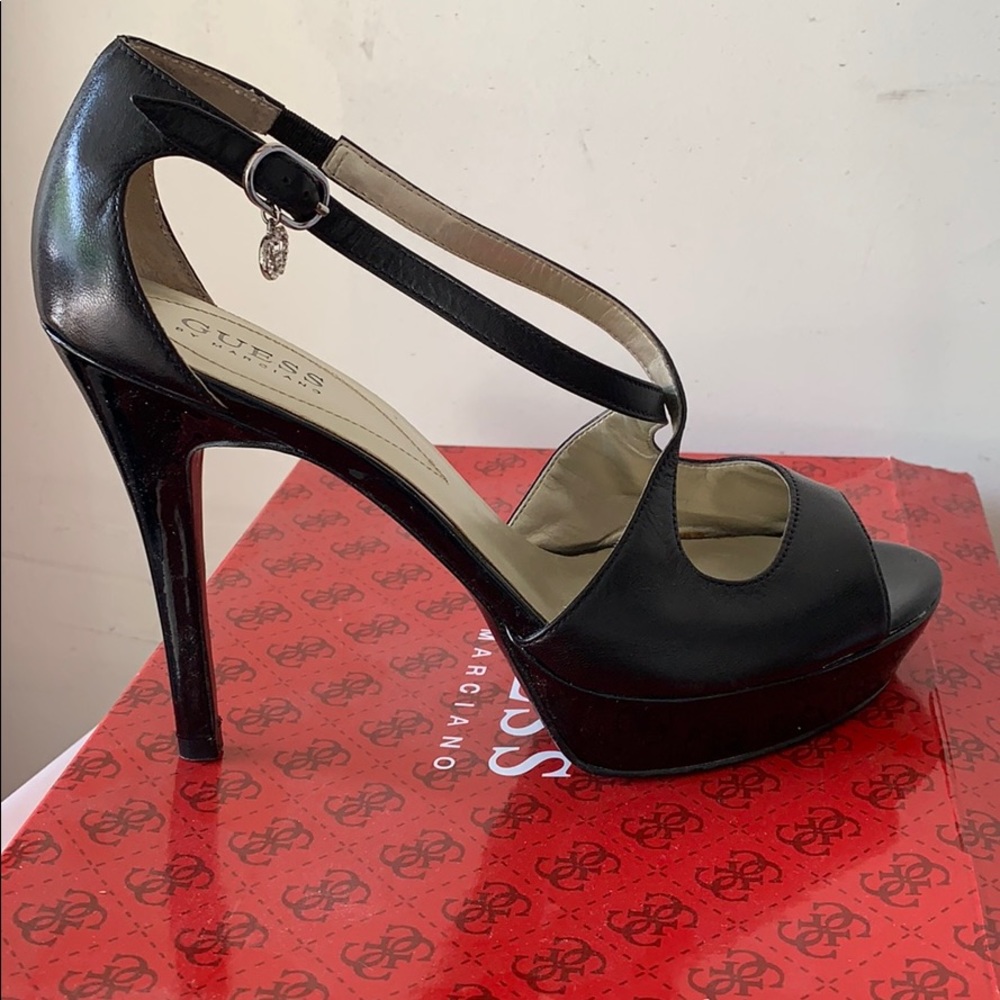 Black Leather Heels by Guess